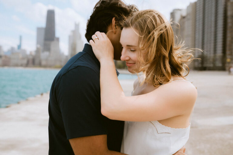 Windy North Avenue Beach Engagement // Haley + Argho