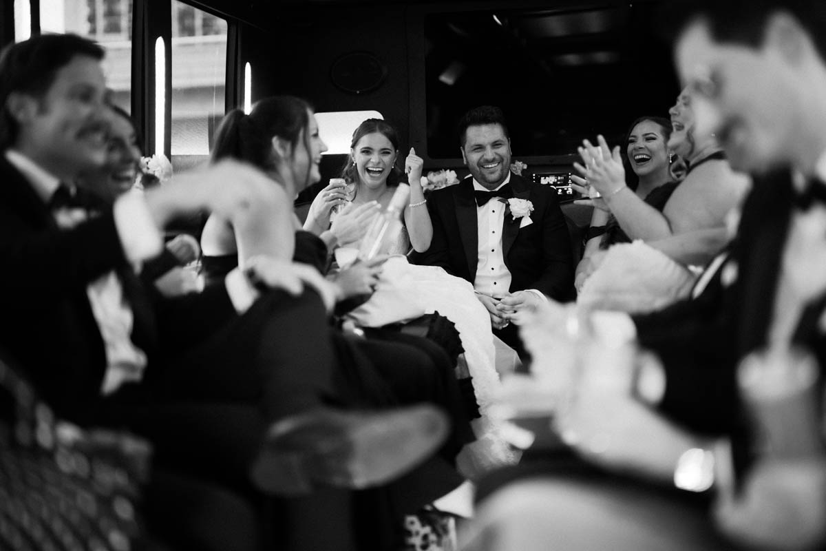 Wedding Party Fun in the limo