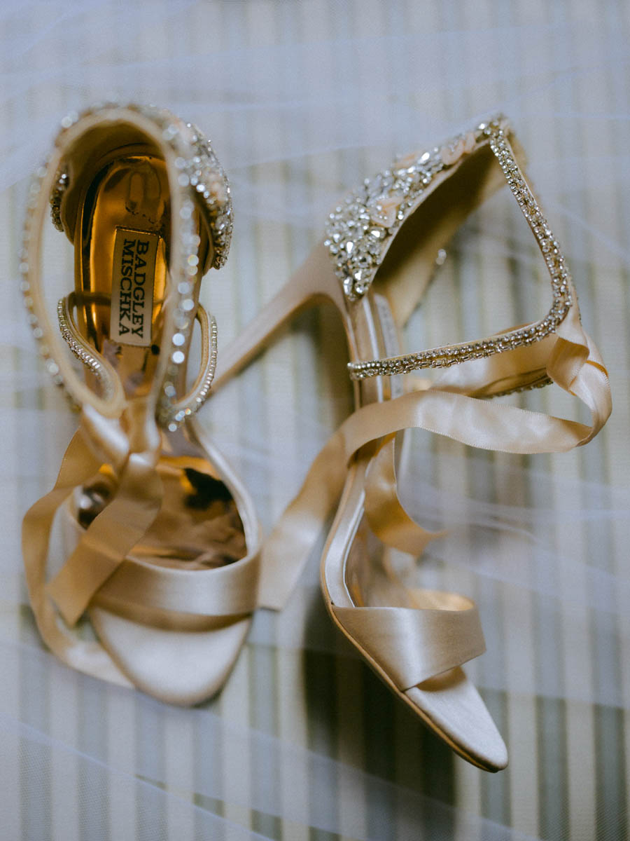 Jeweled Badgley Mischka wedding shoes