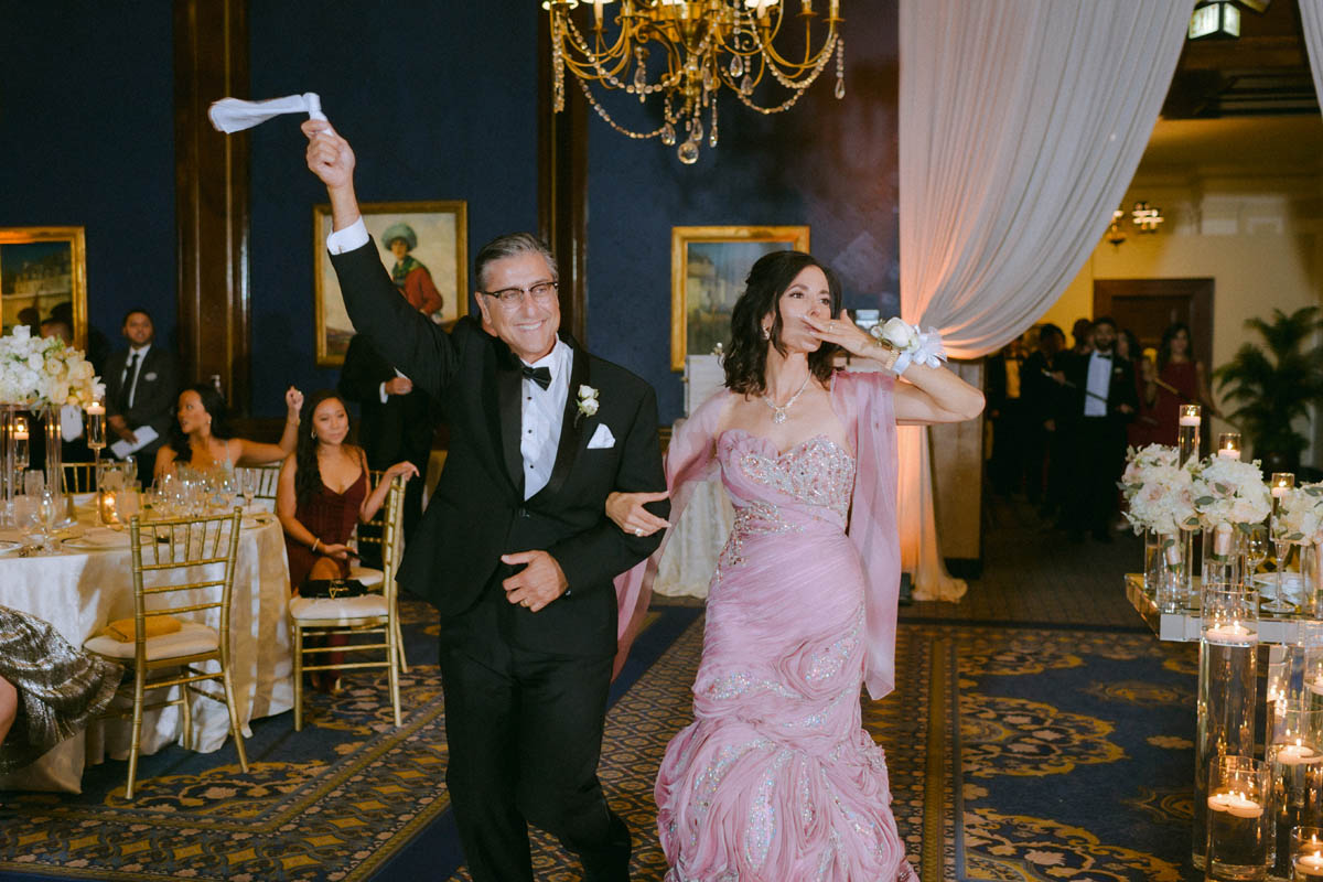 Parents of the bride enter Union League Club reception