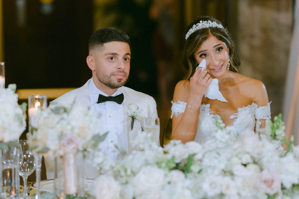 Bride wiping tears at the Union League Club