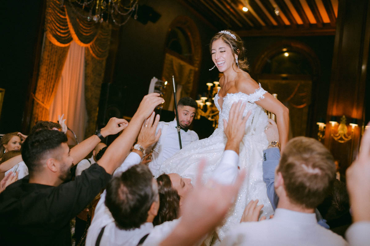 Bride dancing with wedding guests at the Union League Club