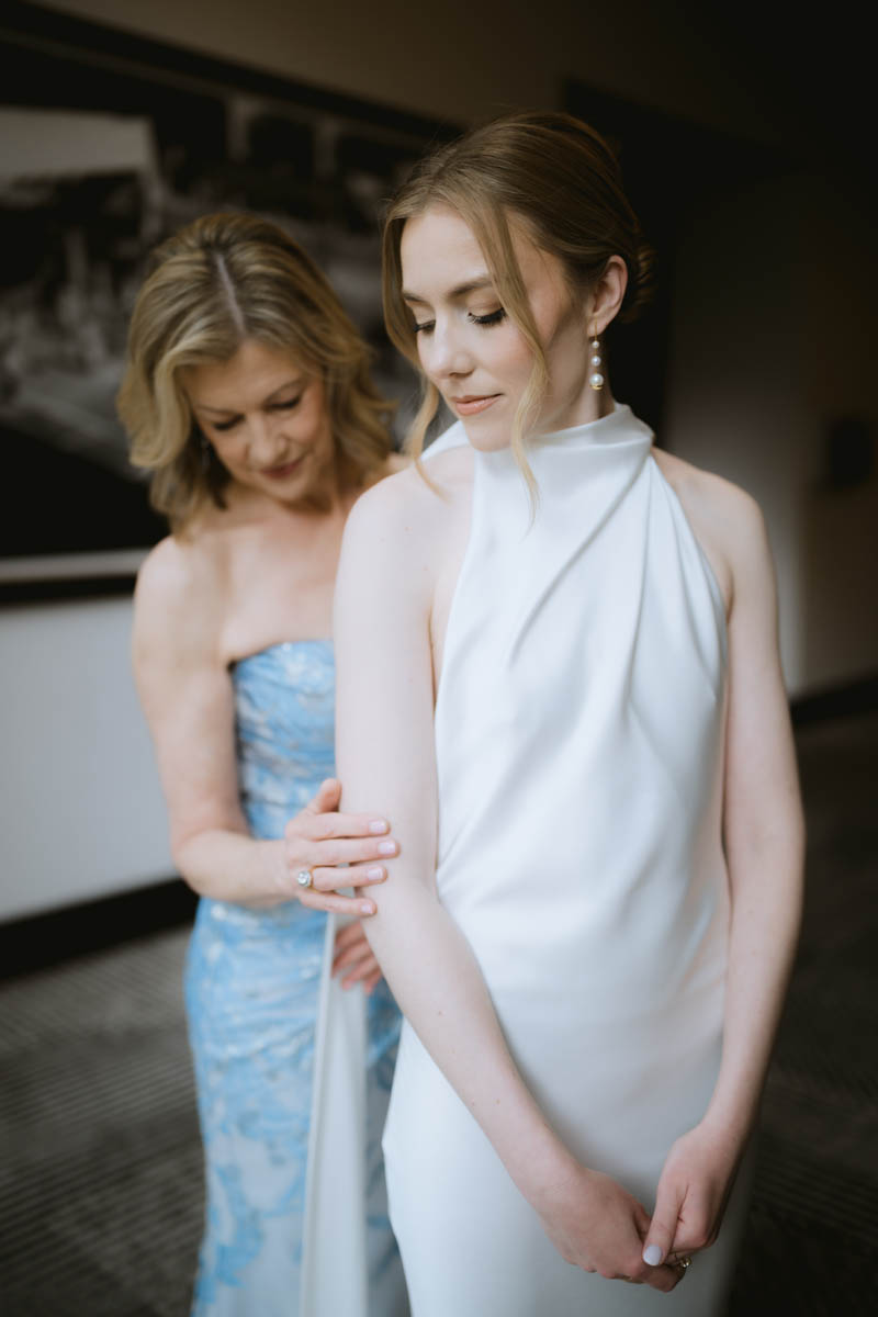Bride getting ready with mom at the Wit Hotel wedding