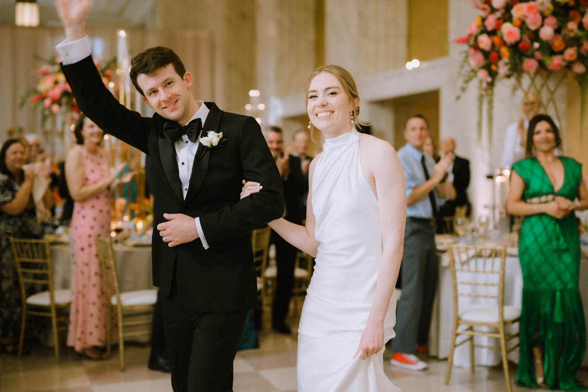 Bride and groom announced into the reception