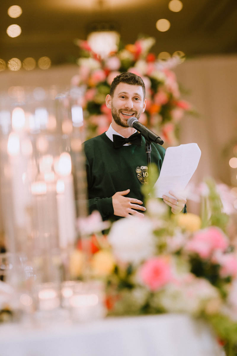 Best man giving a wedding toast at the Old Post Office Chicago