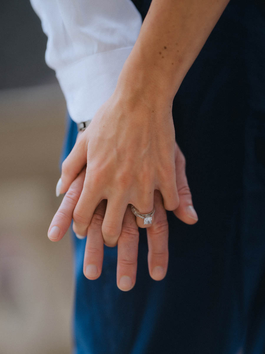 Engagement ring and hands